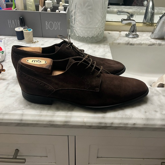 Ermenegildo Zegna Men\'s Brown Suede Derby Shoes - Classic Lace-Up main image 2